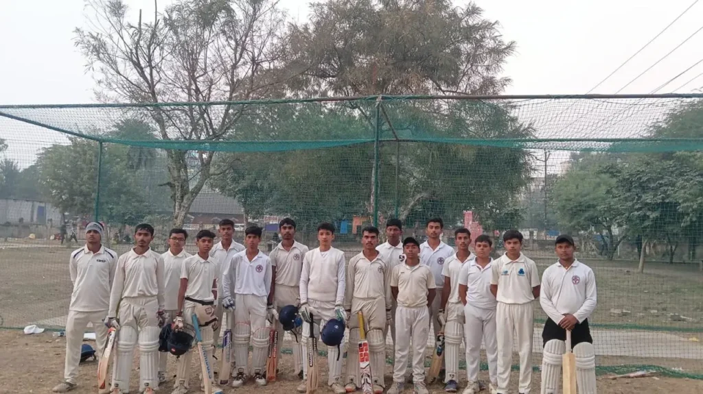 Under-14 cricket players practicing in nets Bihar